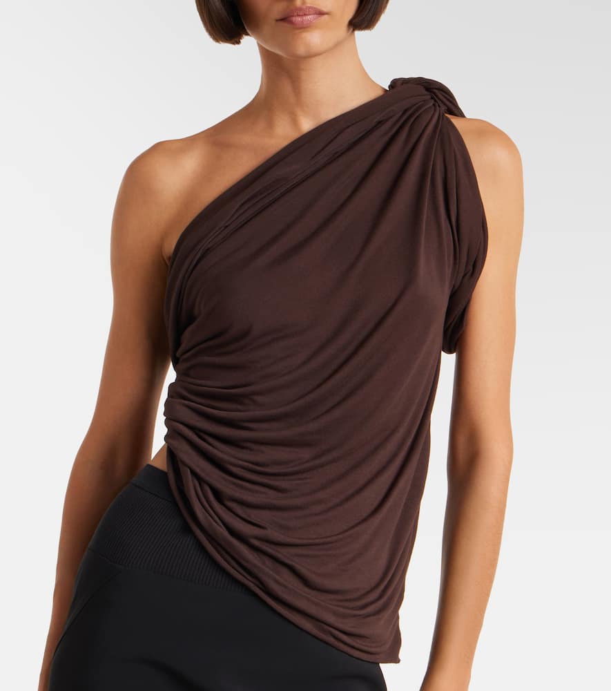 Draped knitted one-shoulder top