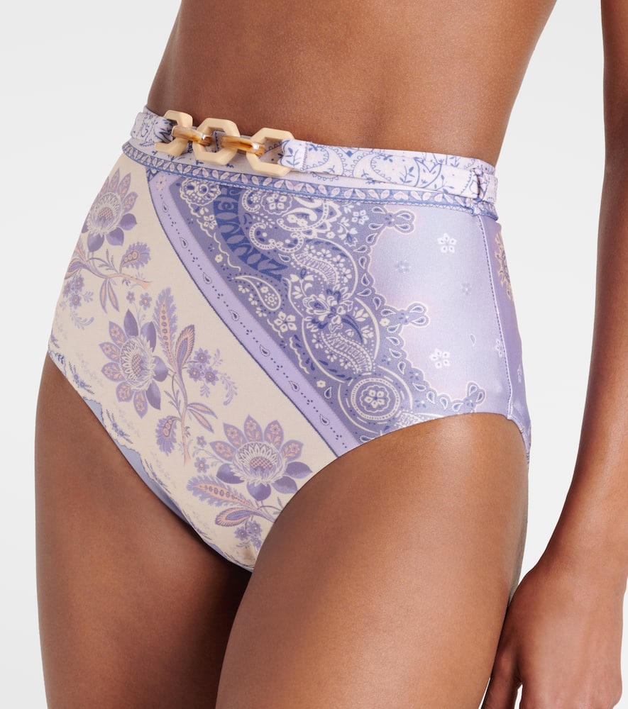 Lucky floral high-rise bikini bottoms