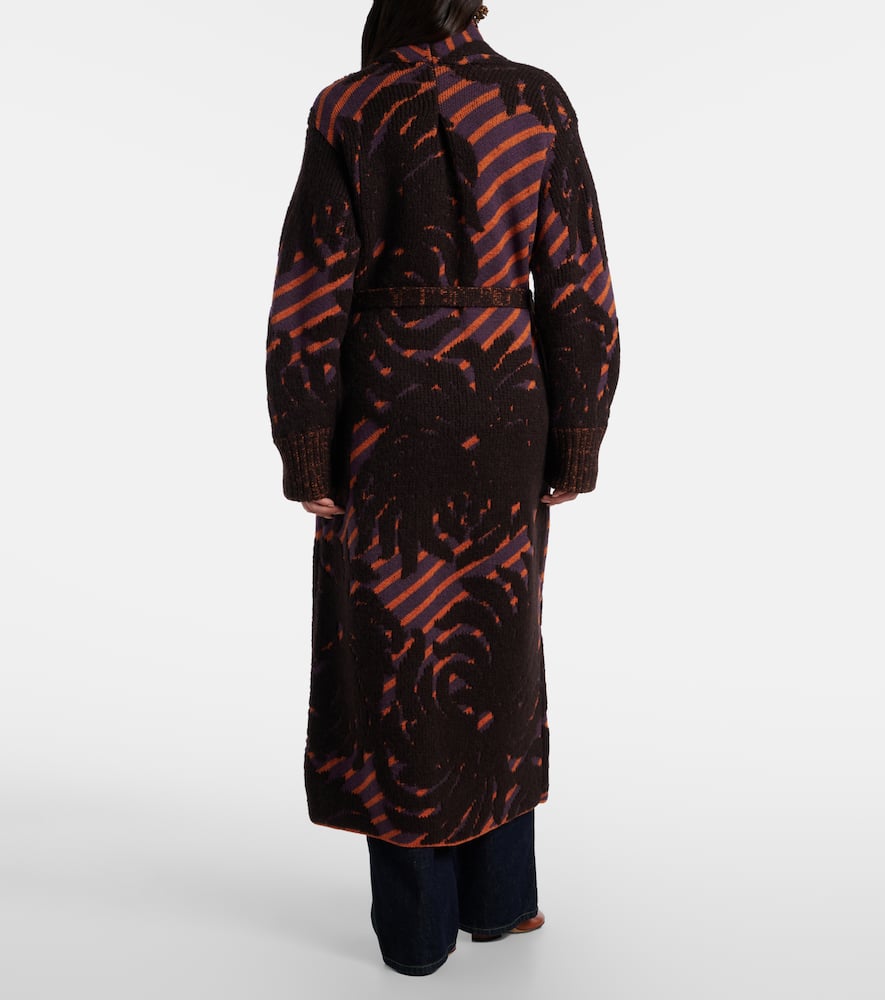 Wool and alpaca-blend jacquard wrap coat