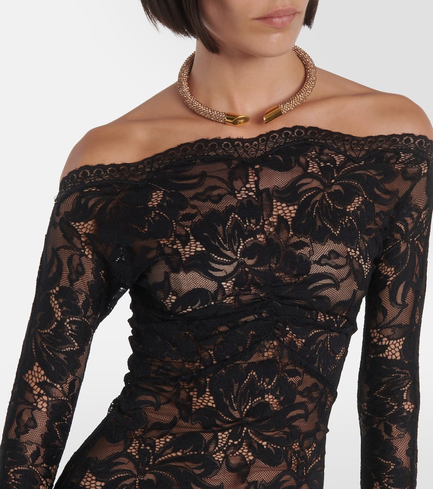 Floral off-shoulder lace minidress