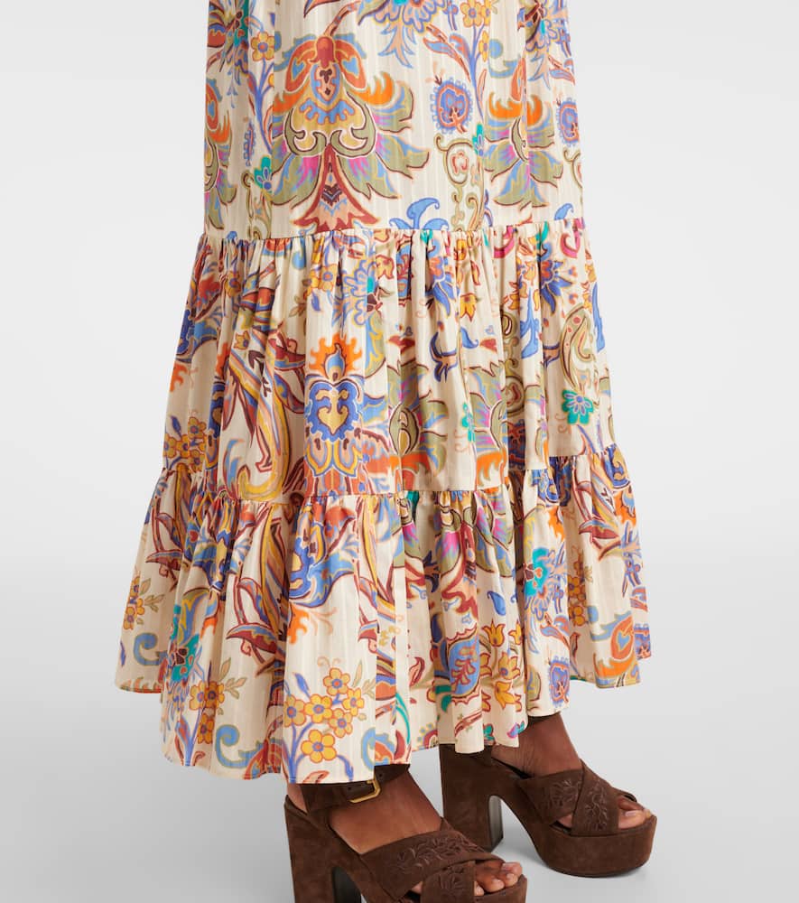 Paisley tiered cotton maxi skirt