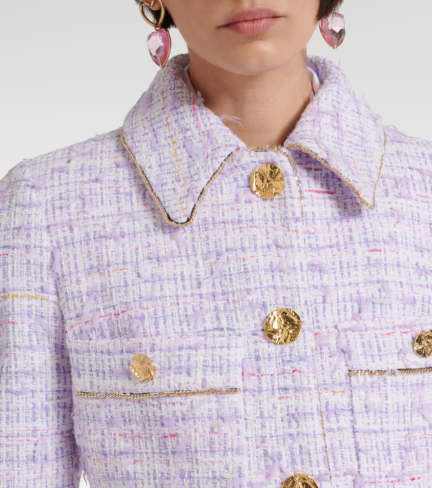 Cropped cotton-blend tweed jacket