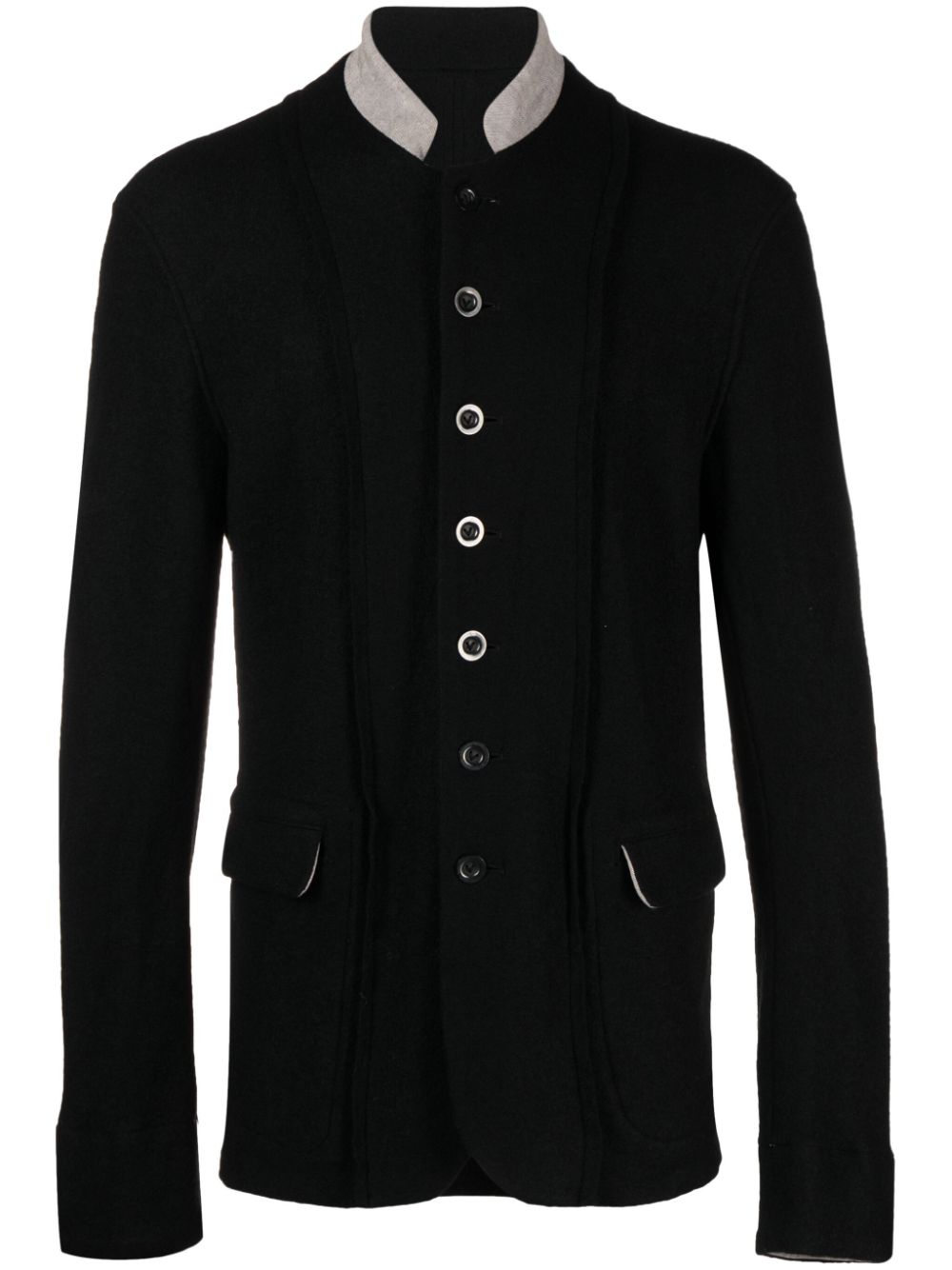 Fullling contrasting-collar felted blazer - Black