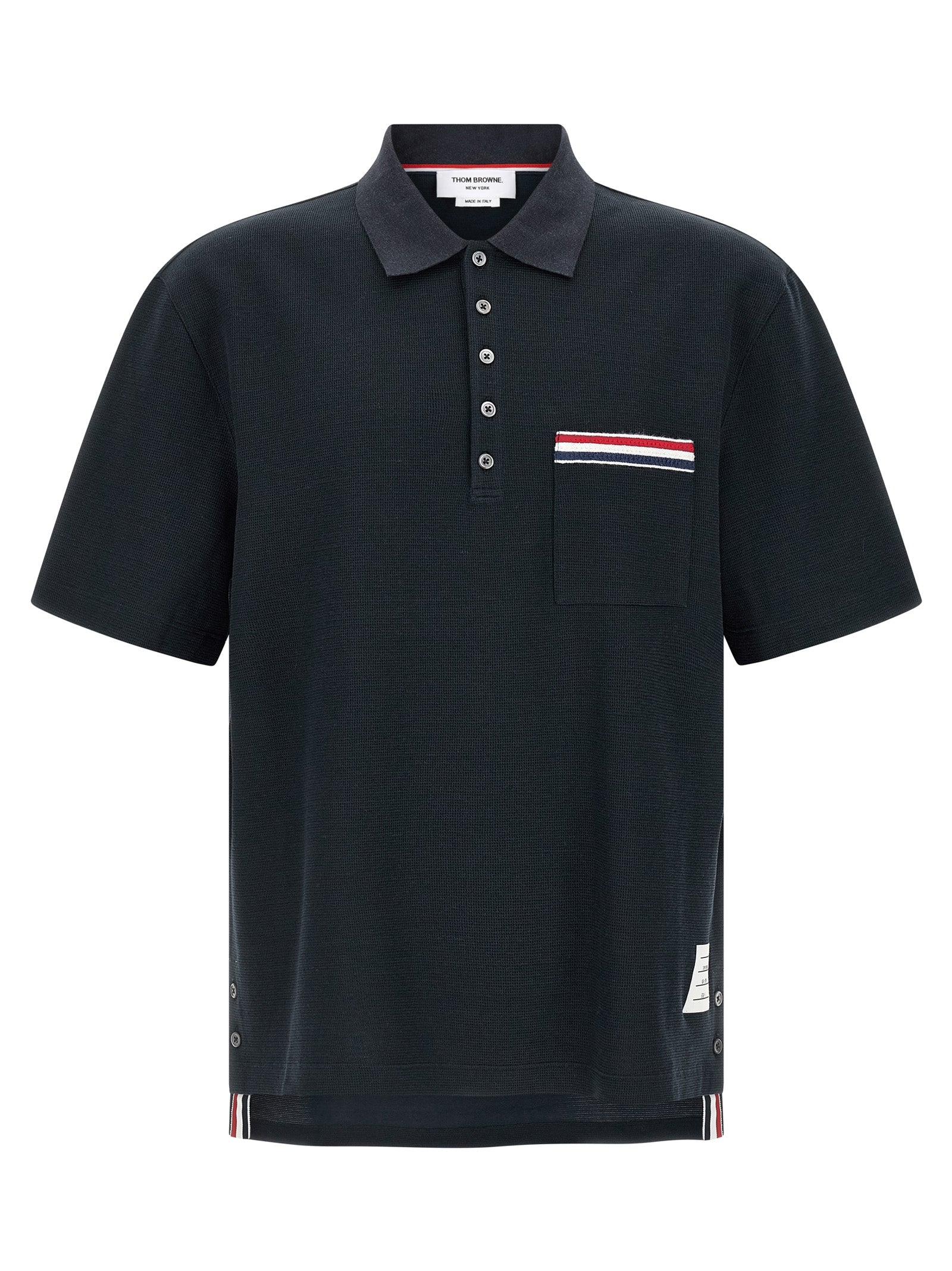 Cotton-Linen Blend Polo Shirt — Navy