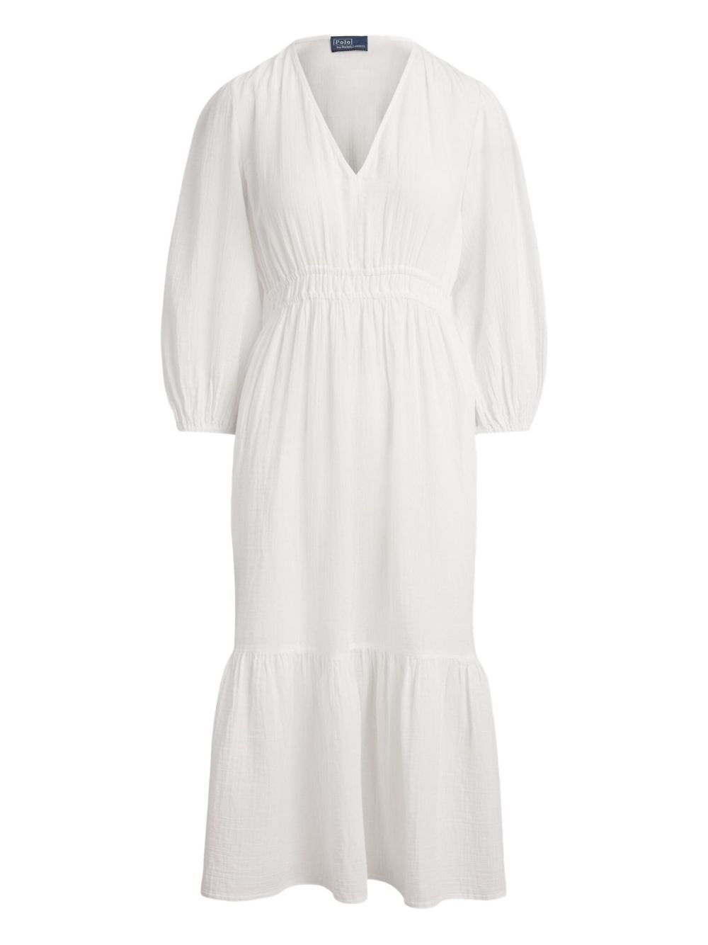 V-neck tiered dress - White