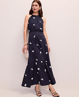 Ann Taylor Sequin Embellished Tiered Maxi Skirt