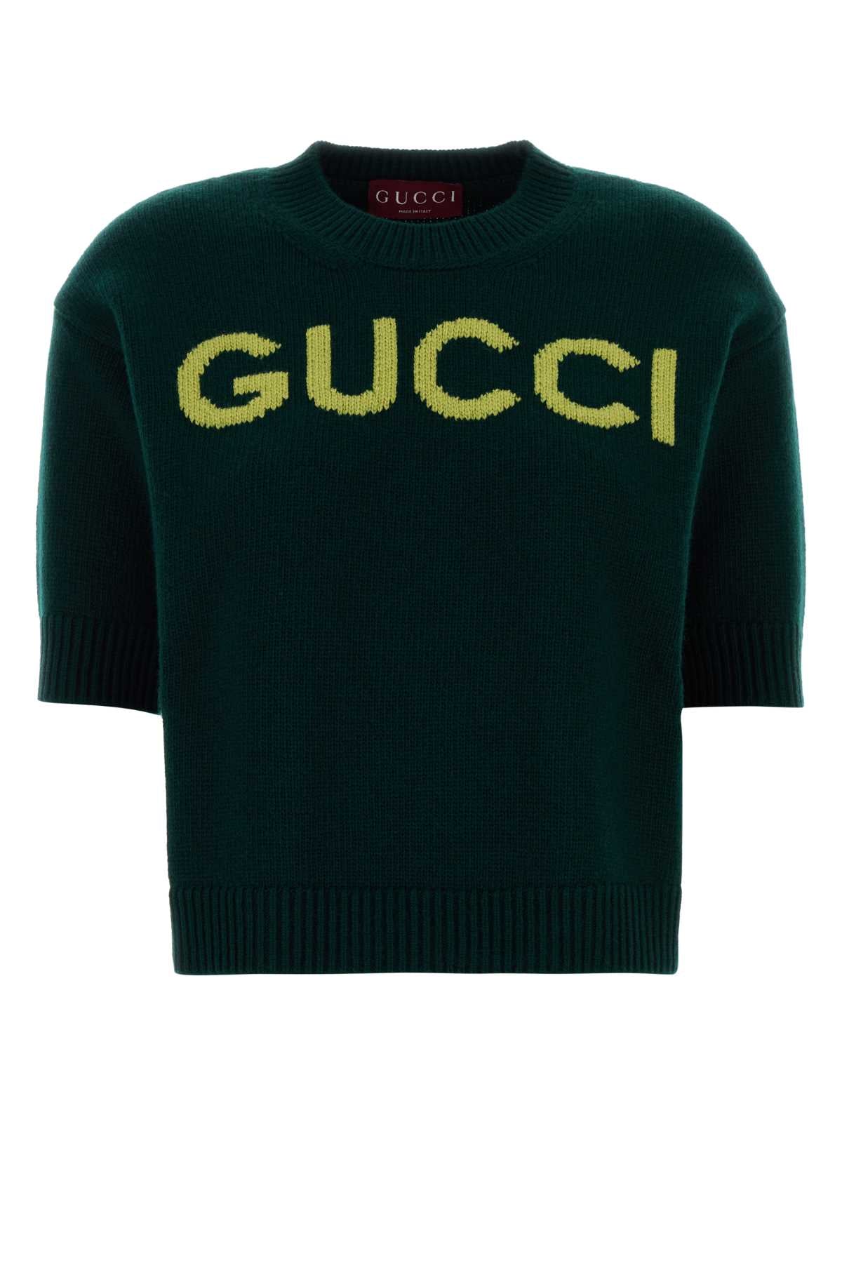 Logo-Embroidered Wool Sweater — Green
