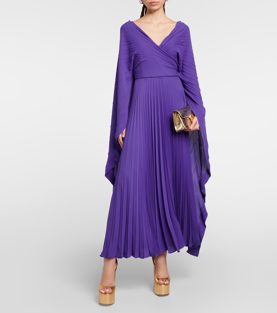 Pleated silk gown