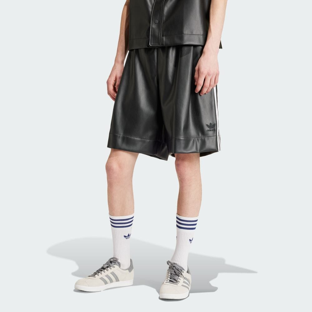 Faux Leather Adicolor 3-Stripes Shorts Asia Sizing 'Black'