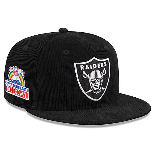 Men's New Era Black Las Vegas Raiders Throwback Cord 59FIFTY Fitted Hat