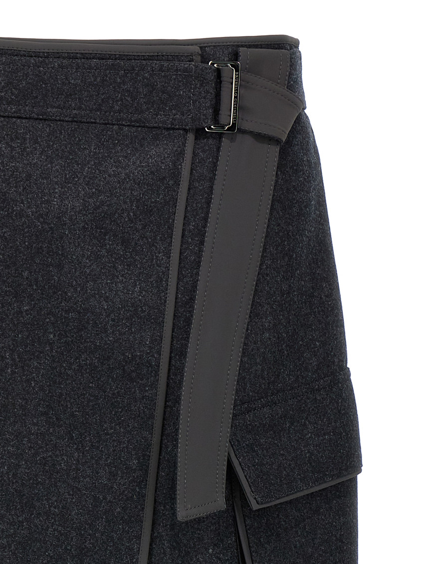 Wrap-design midi skirt - Black