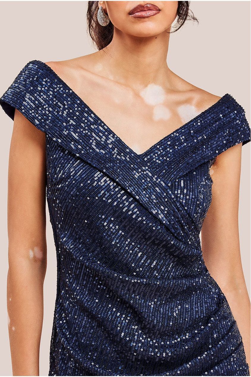 Bardot Sequin Pleated Maxi Dress