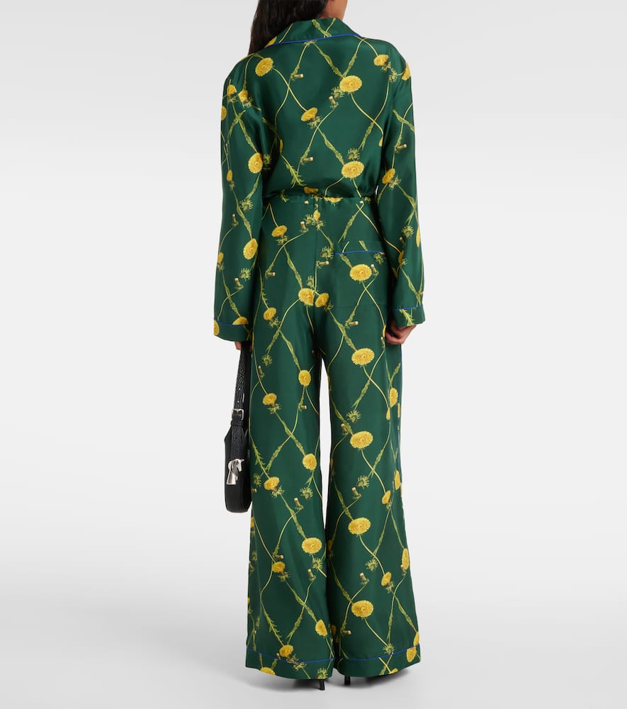 Floral silk pajama pants