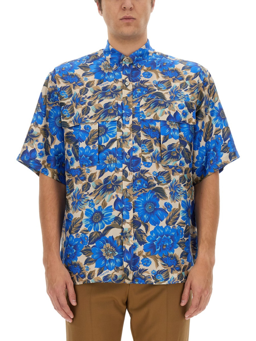 Blue Flowers Allover Print Shirt