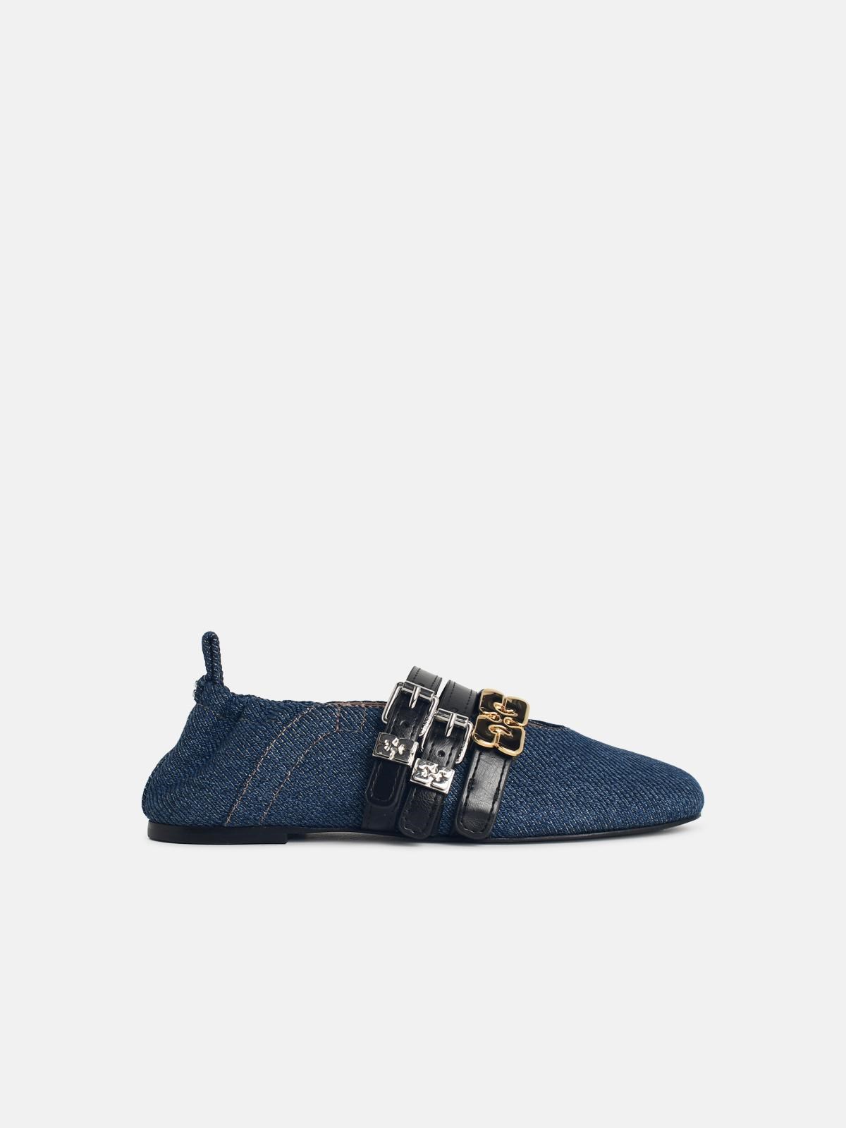 'Sporty' Blue Denim Ballet Flats 'Rinse'