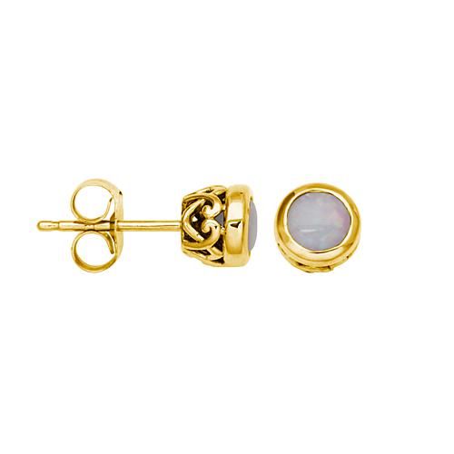 10K Yellow Gold Round Gemstone Solitaire Stud Earrings