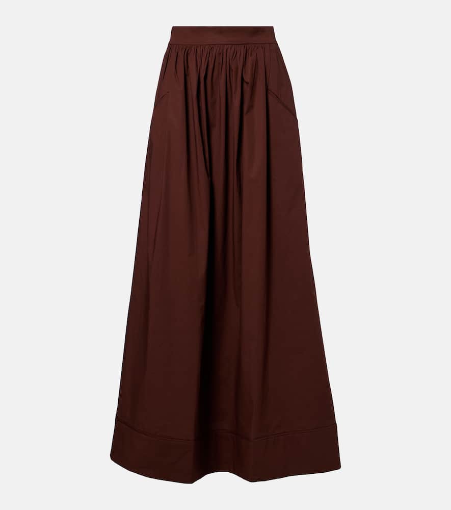 Pleated cotton maxi skirt