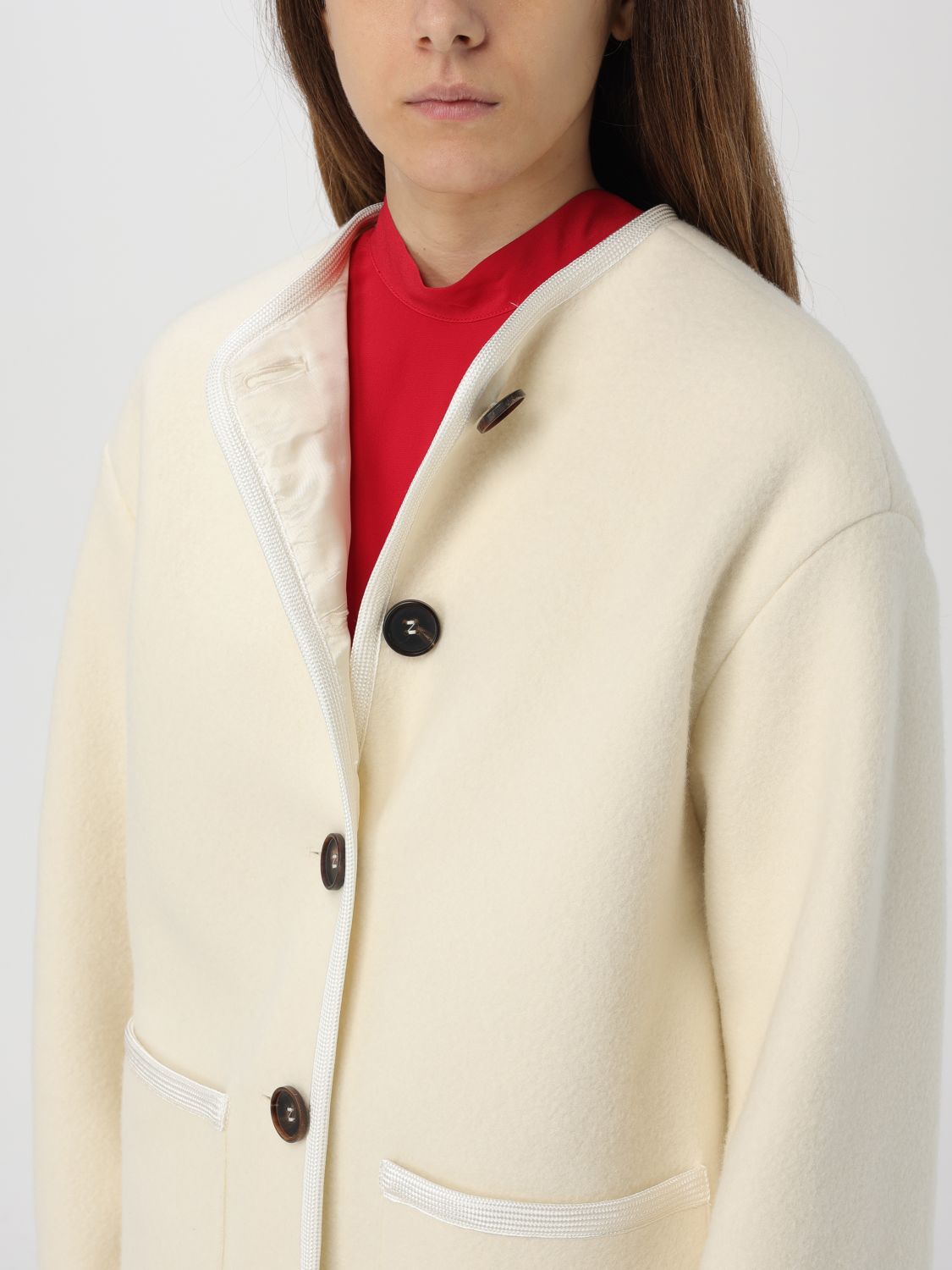 Scarf-detail coat - White