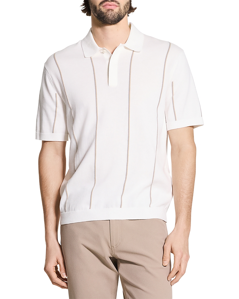 Short Sleeve Striped Polo in Tactile Cotton