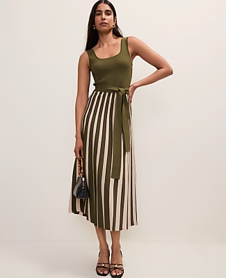 Ann Taylor Petite Striped Square Neck Sweater Dress