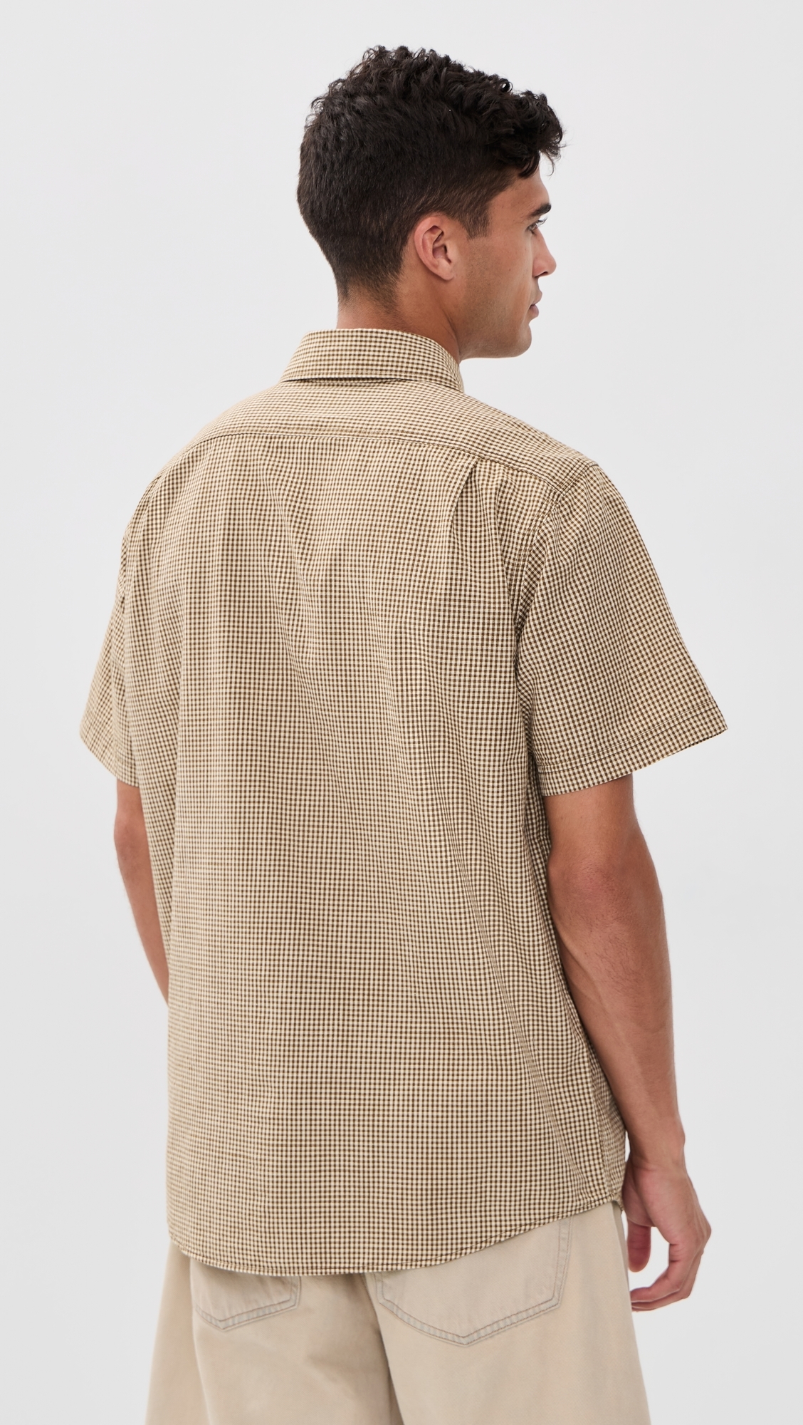Short Sleeve Chambray Shirt Coffee/Natural Plaid