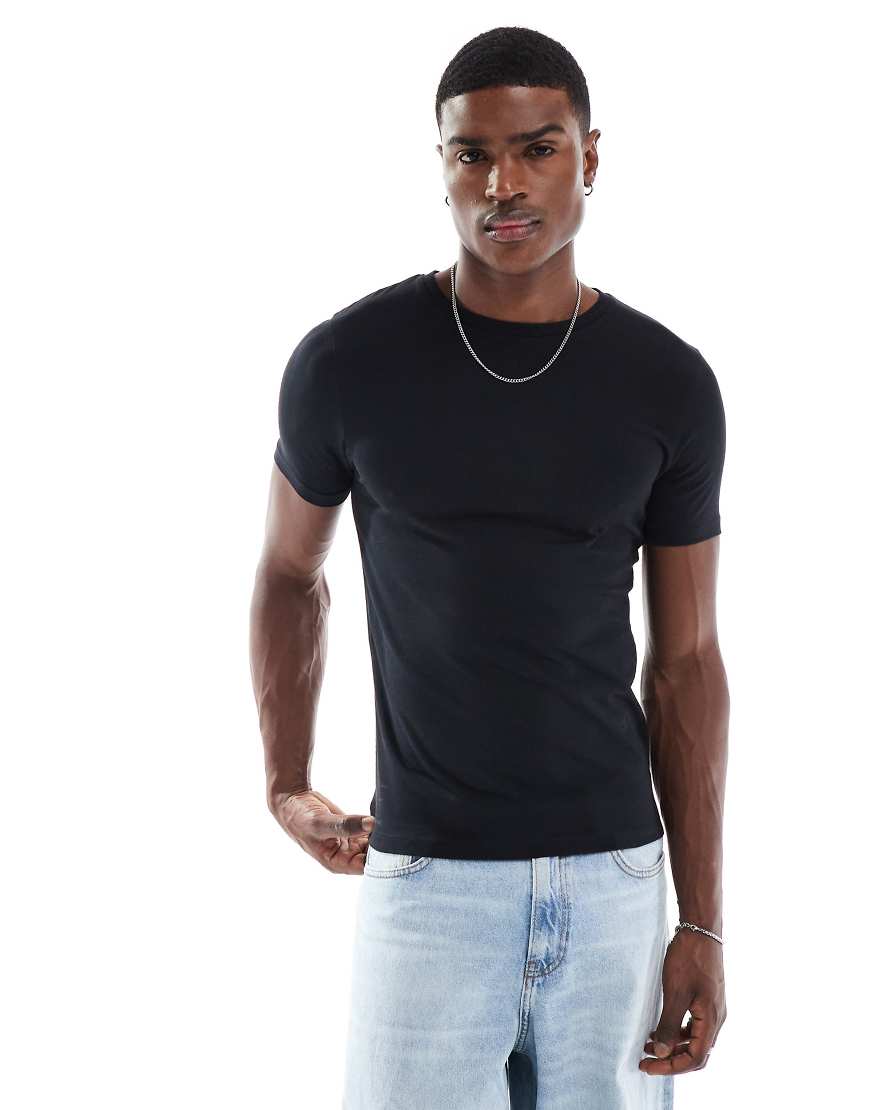 ASOS DESIGN essential muscle fit t-shirt in black
