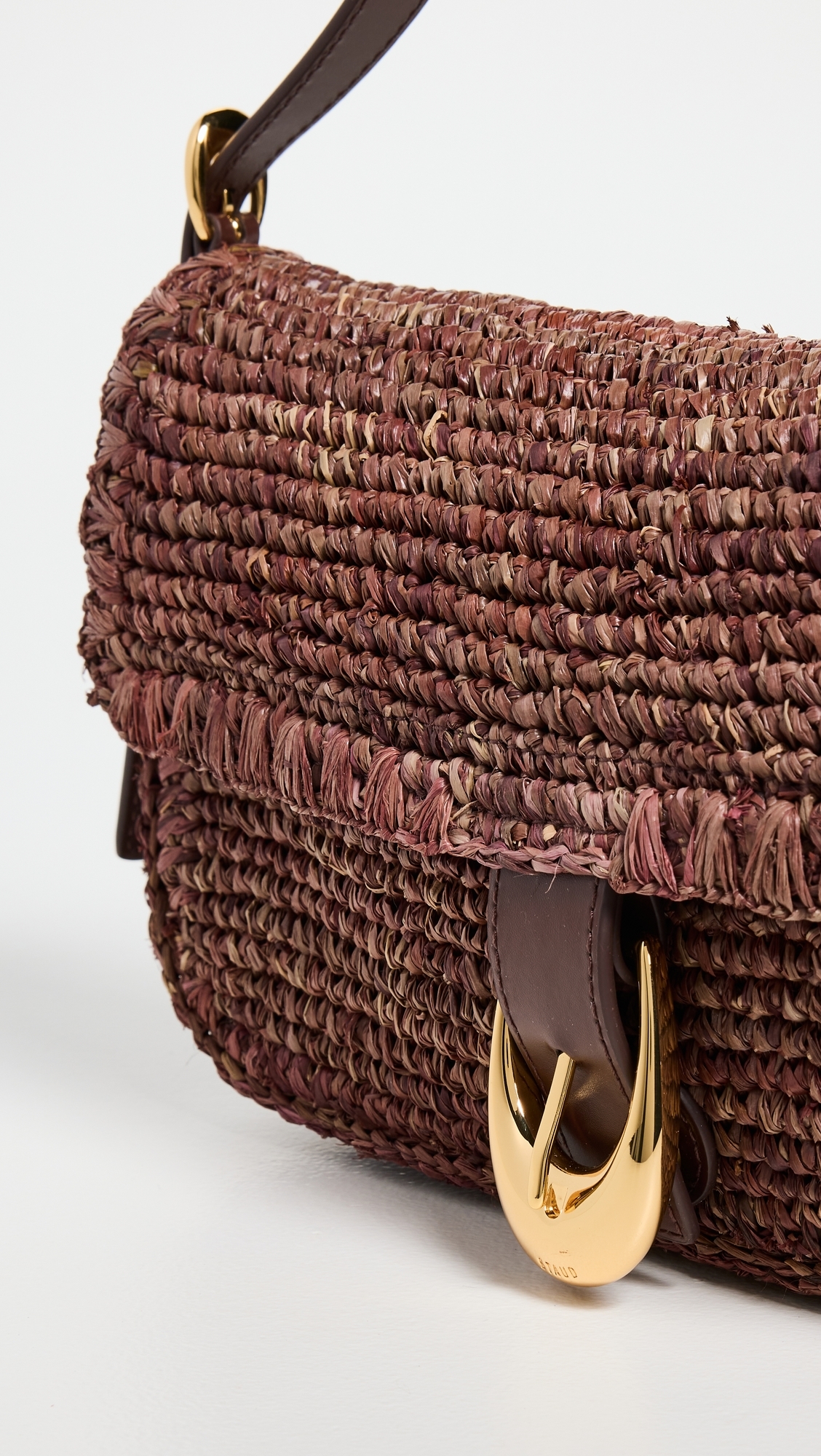 Harlow Raffia Shoulder Bag Mahogany One Size