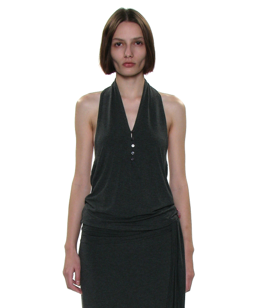 PWC Button-Up Jersey Halter Neck Top