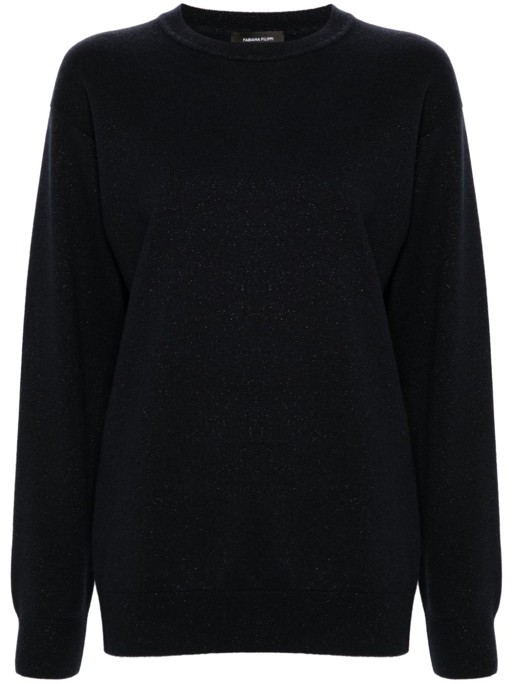 Glittered Crew-Neck Sweater — Black