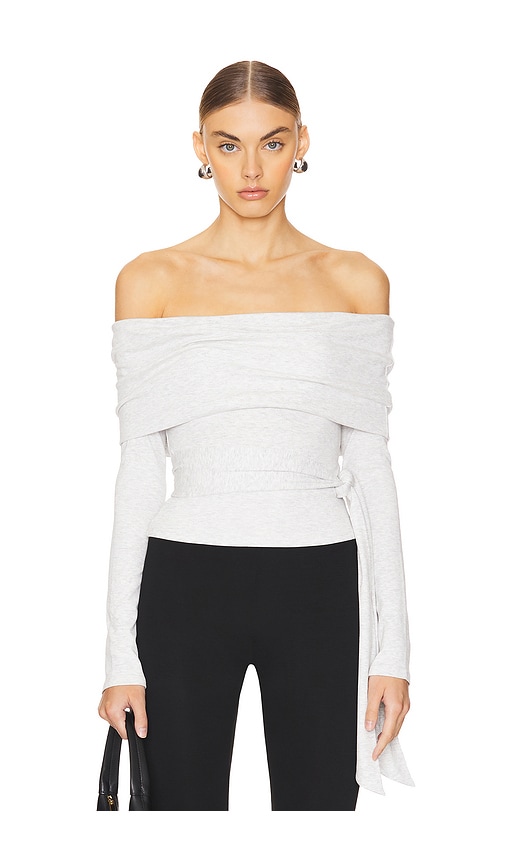 MORE TO COME Jani Off Shoulder Top en Light Grey.  XL. Also en
