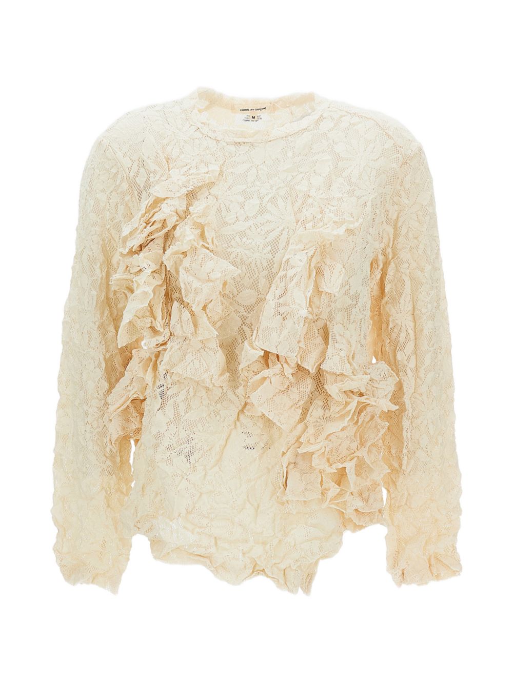 Rouched Lace Blouse — Cream