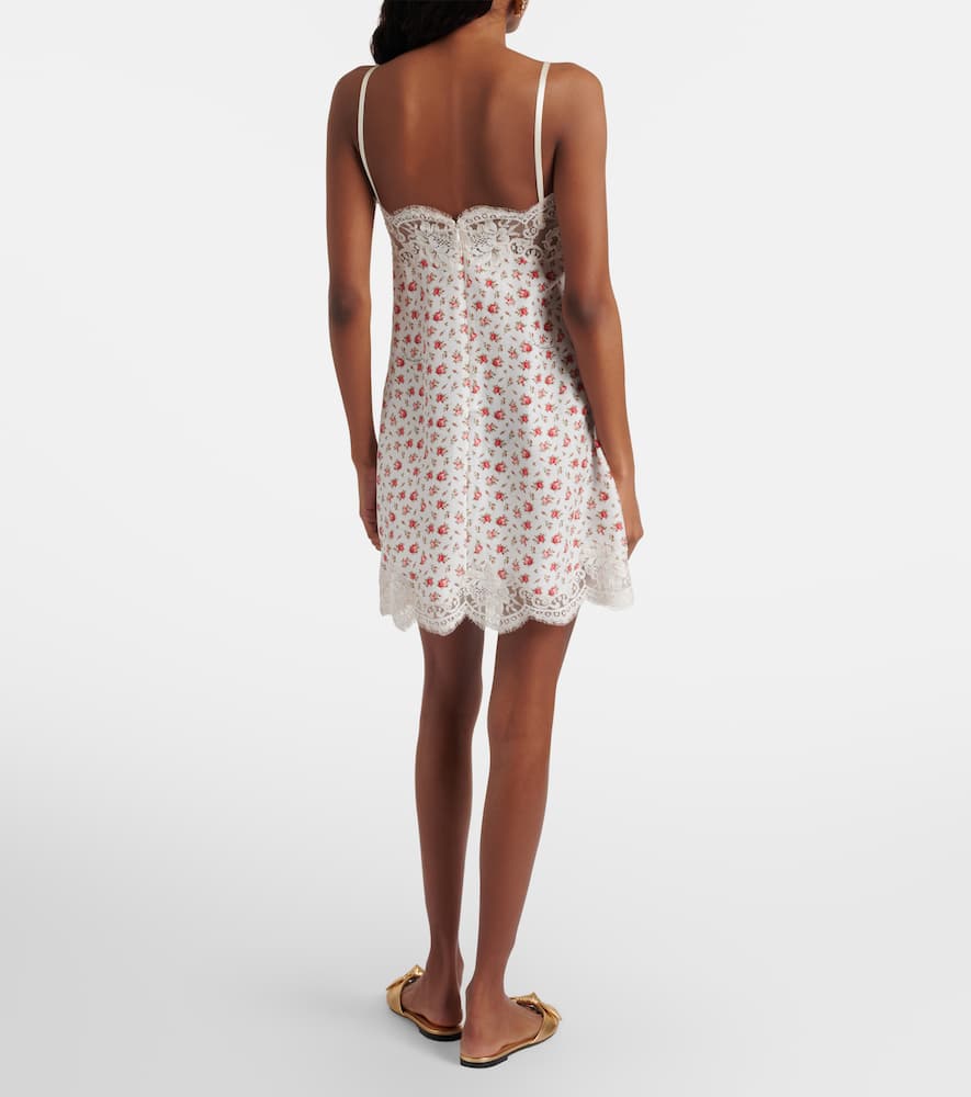 Lace-trimmed silk and cotton slip dress