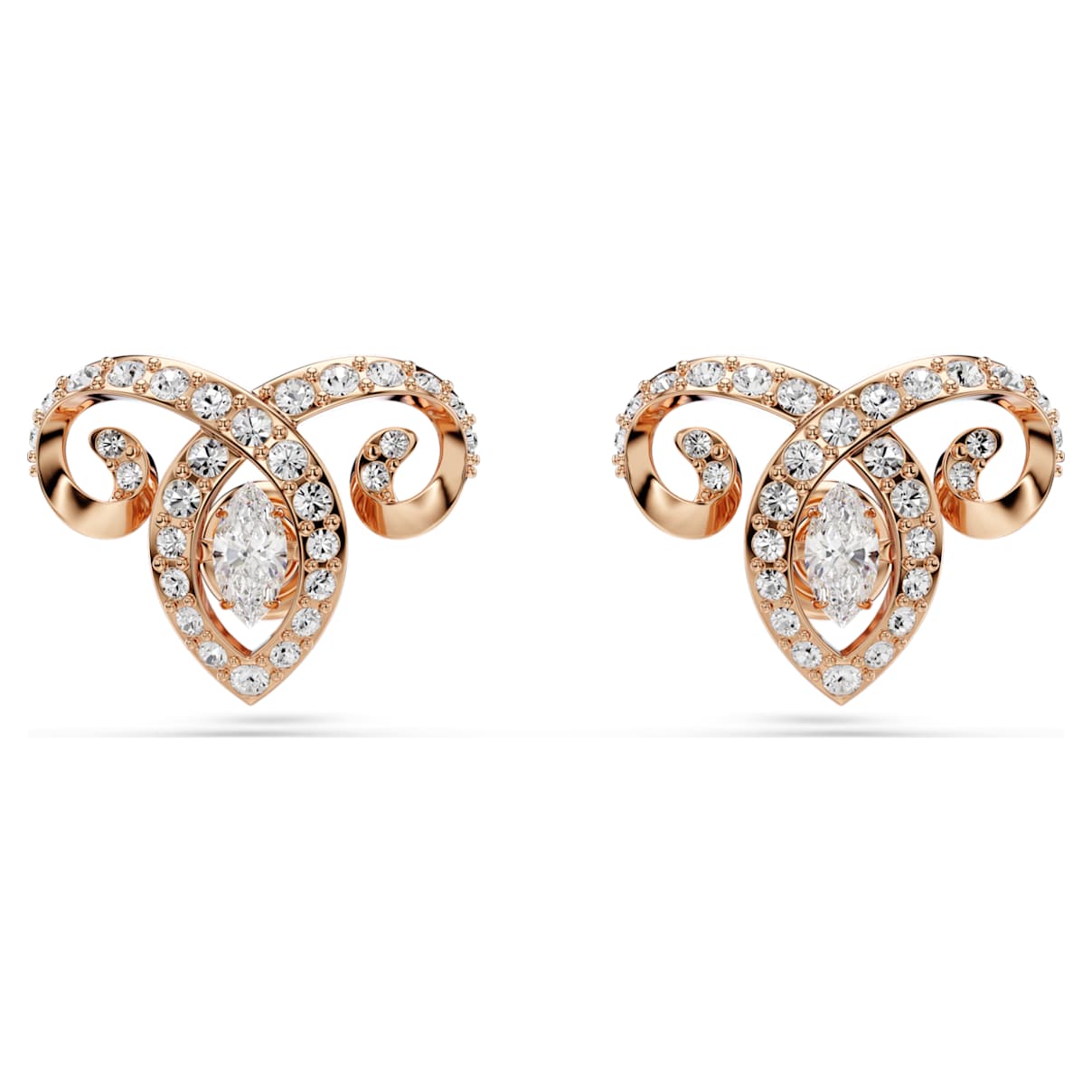 Chinese Zodiac stud earrings, Mixed cuts, White, 18K rose gold finish