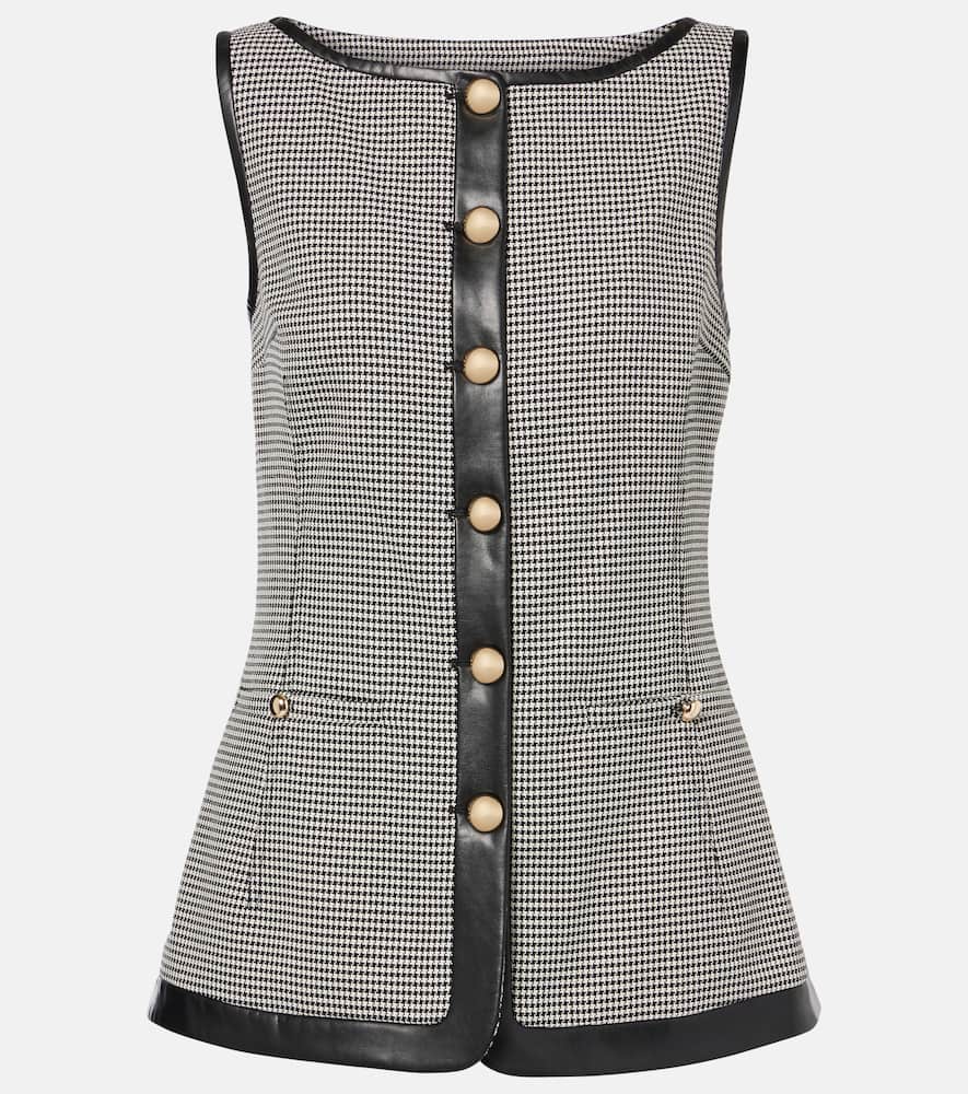 Cressida checked faux leather-trimmed vest