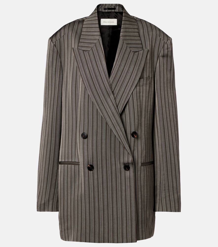 Striped double-breasted oversized blazer
