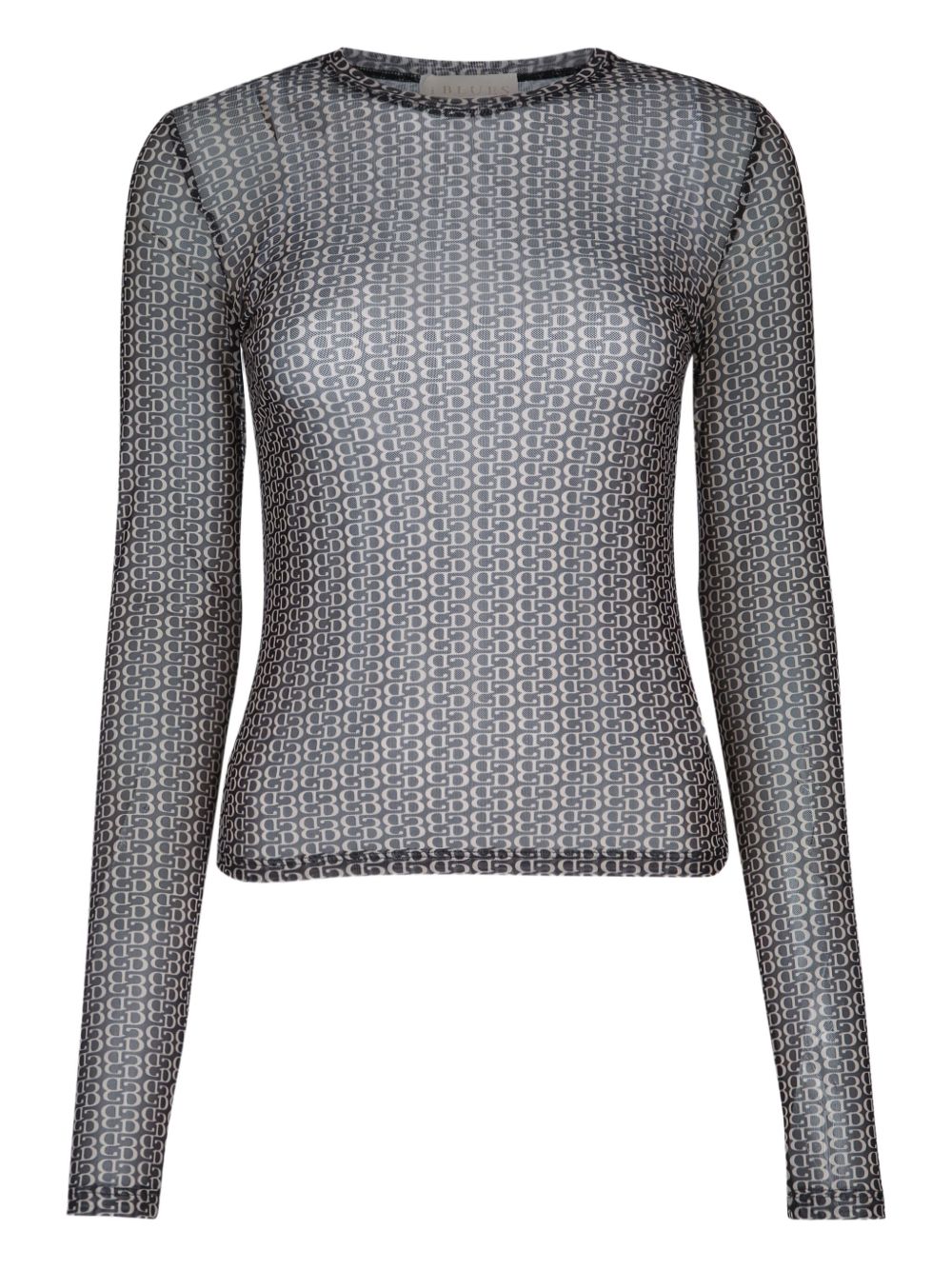 I BLUES semi-sheer long-sleeve top - Black