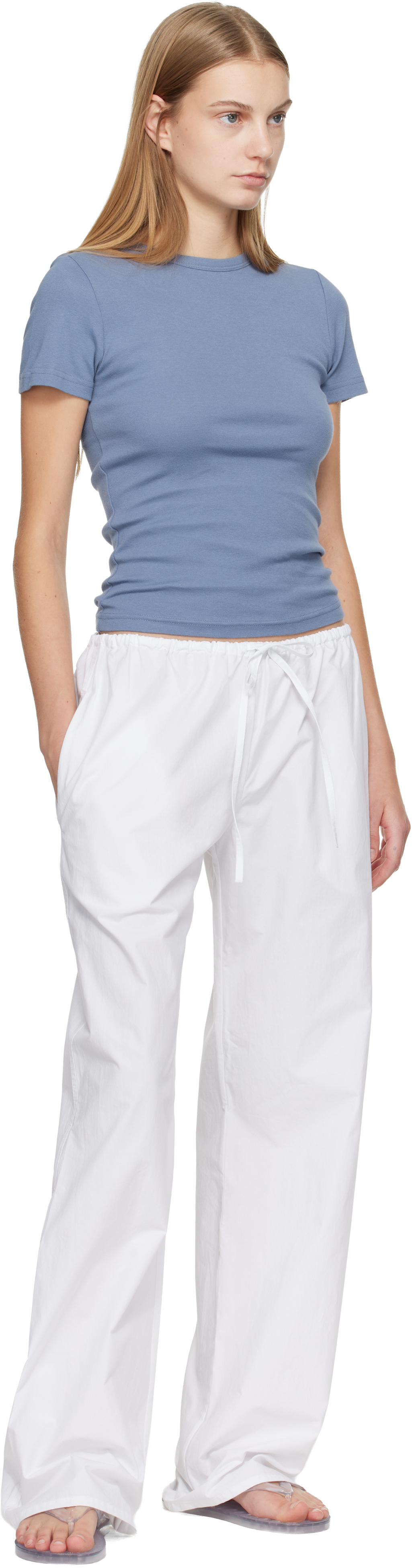 White Drawcord Trousers