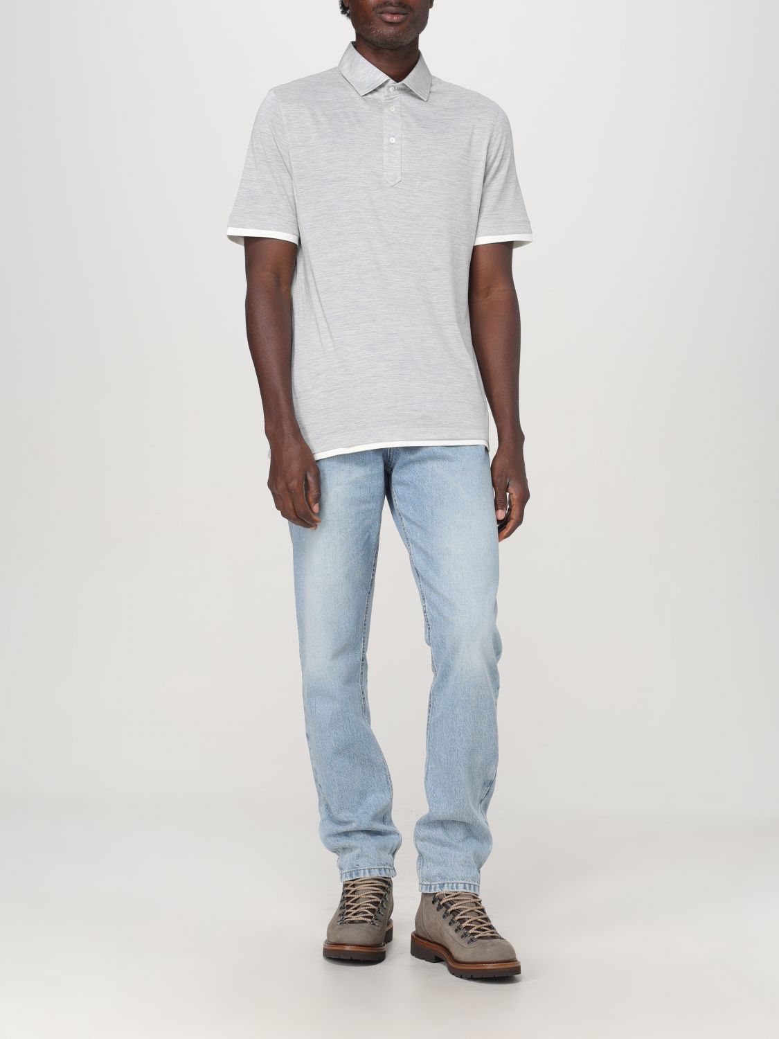 Contrast-trim polo shirt - Grey