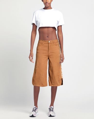 Woman Shorts & Bermuda Shorts Camel Size 28 Cotton, Elastane