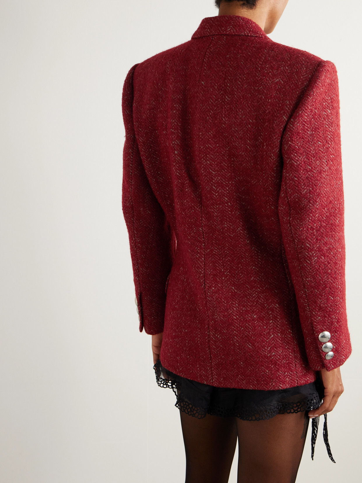 Herringbone Blazer - Red