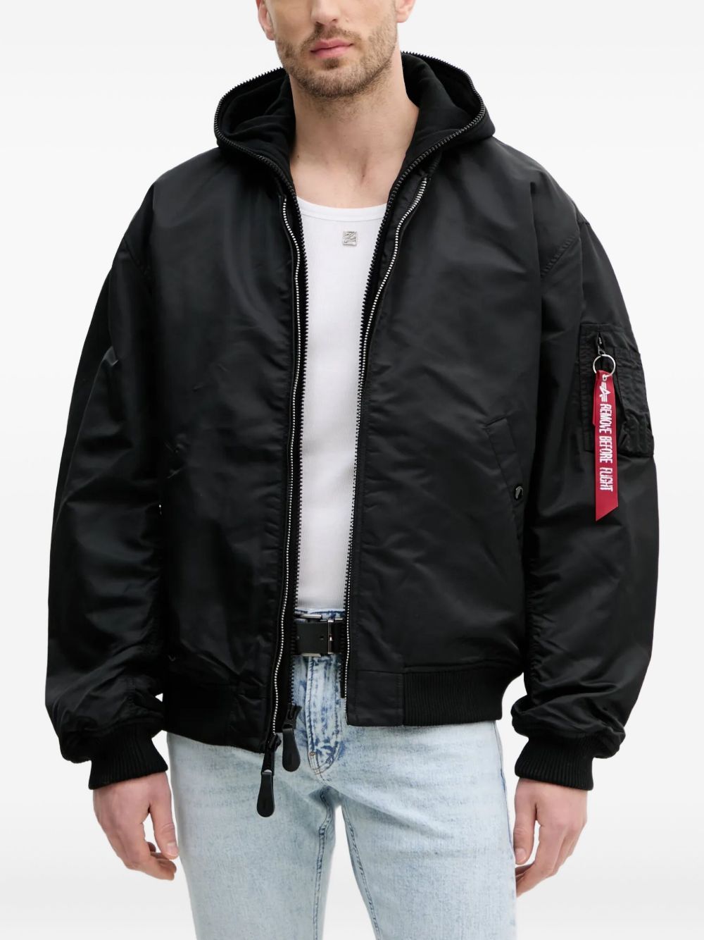 Hooded bomber jacket - Black