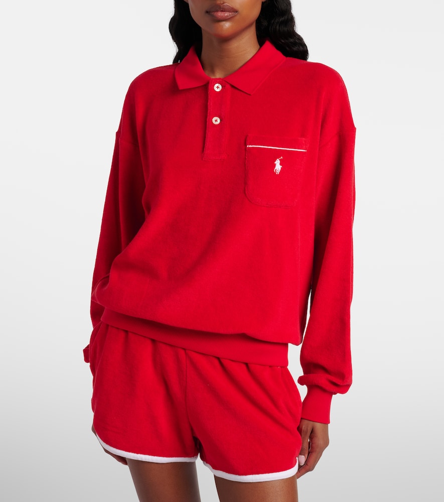 Cotton-blend terry polo shirt