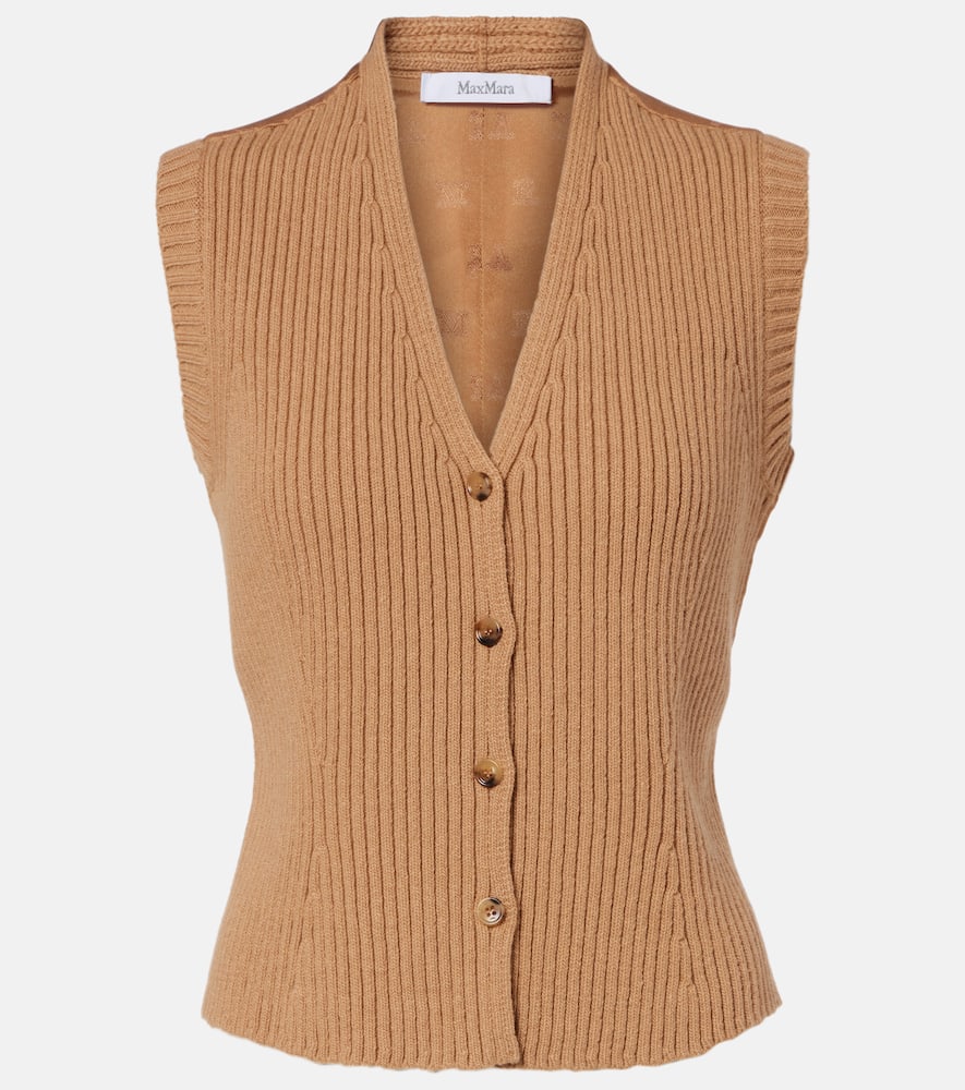 Madre paneled wool-blend and satin vest