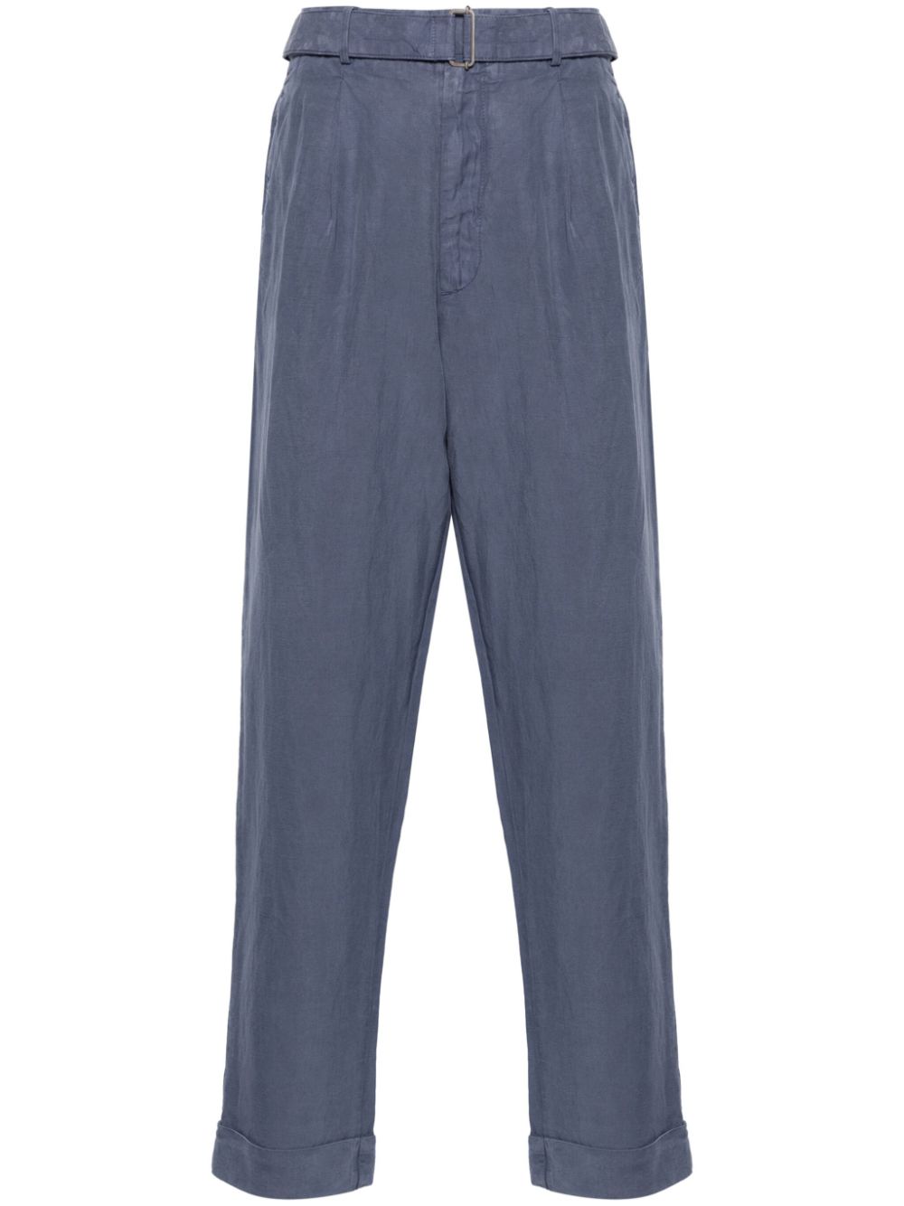 Pleat-detail tapered trousers - Blue