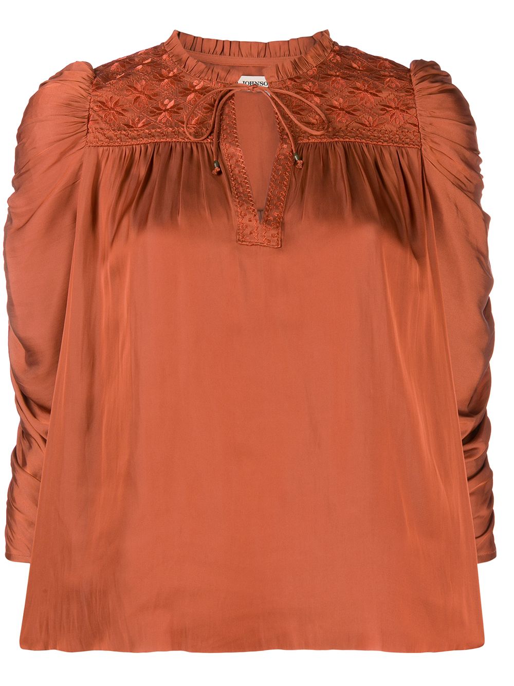 Ruched puff sleeve blouse - Red