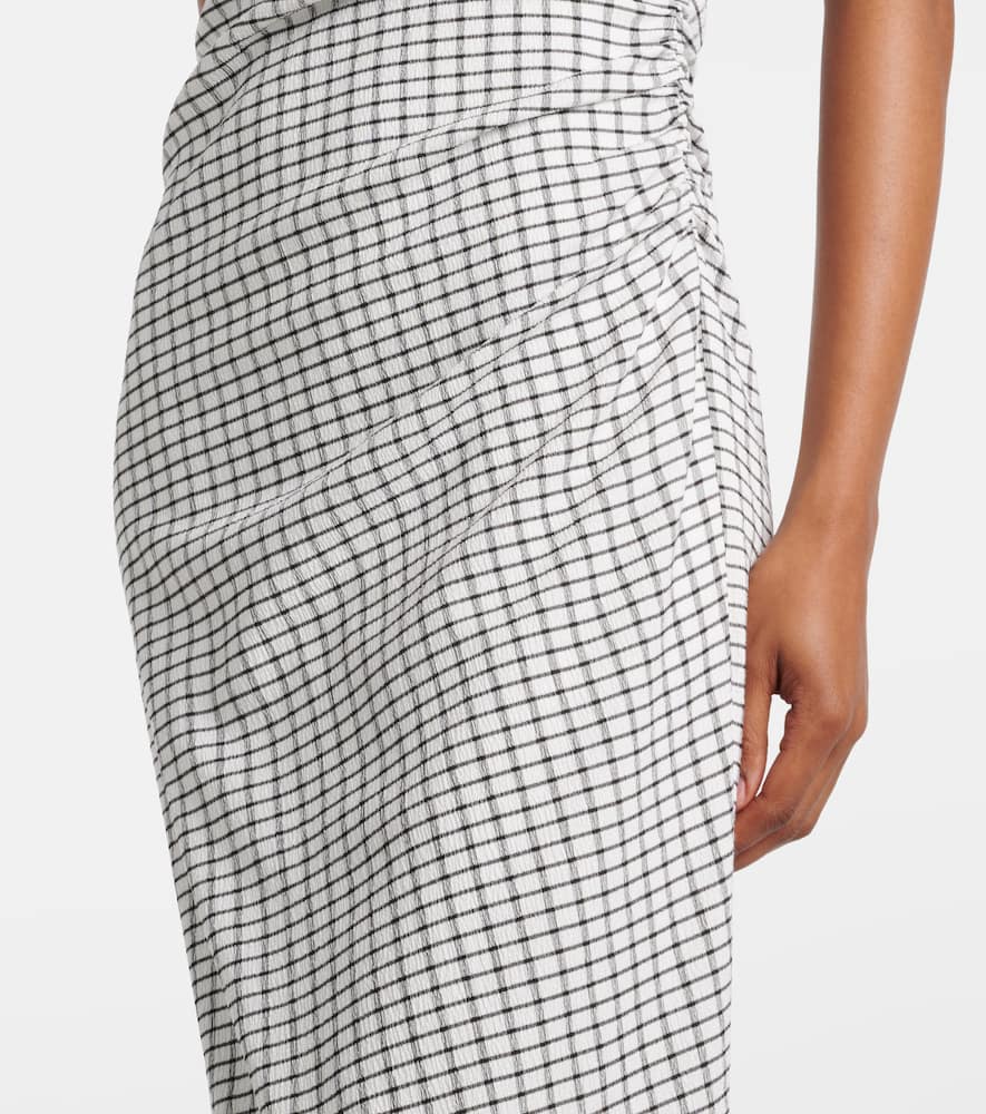 Checked ruched midi dress