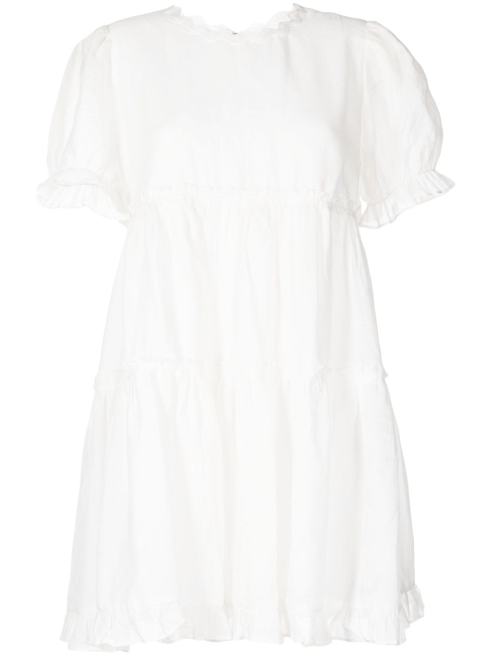 Ruffle-detail flared dress - White