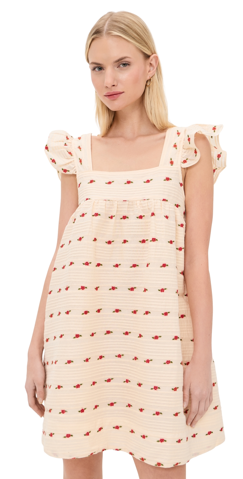 Aster Babydoll Mini Dress White
