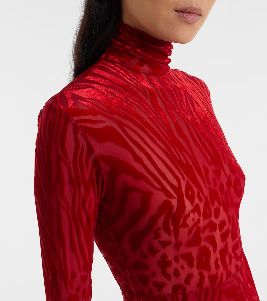 Printed turtleneck jersey maxi dress