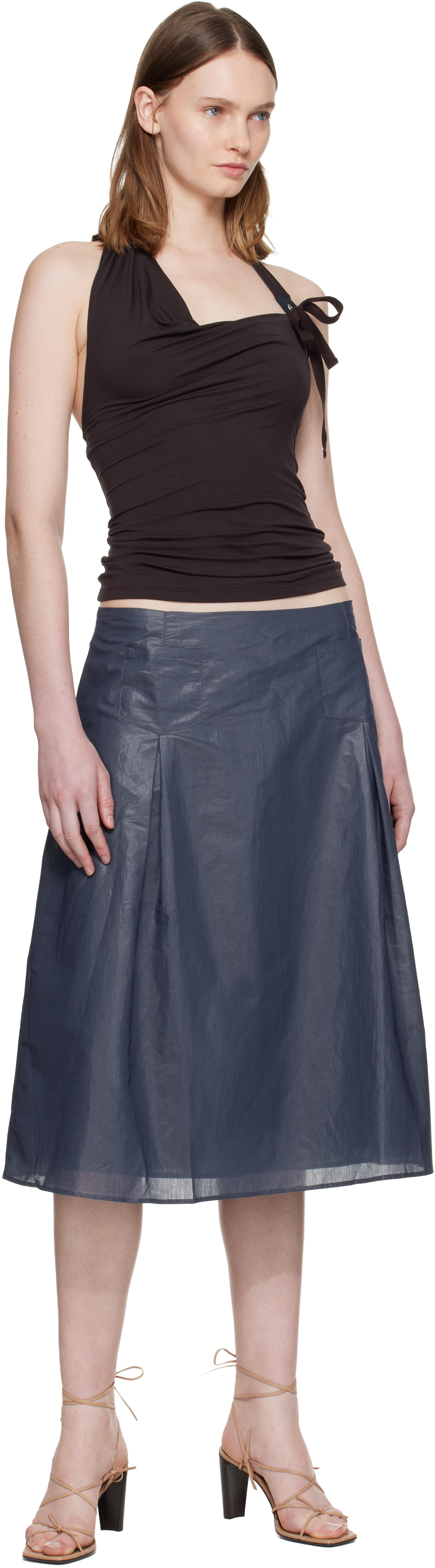 Navy Dimi Midi Skirt